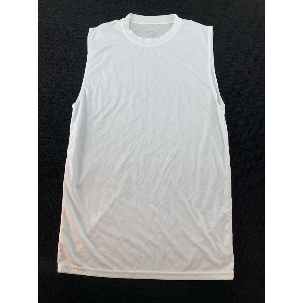 Augusta Sportswear Mens Adult M White Sleeveless Athletic T-Shirt Top